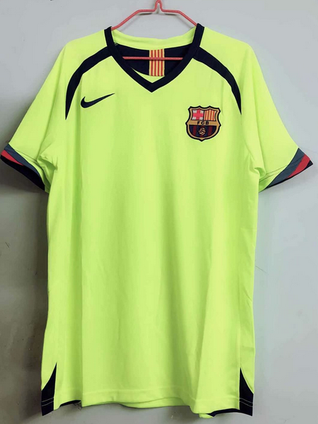 2005-06 Barcelona Retro Green Away Kit Soccer Jersey